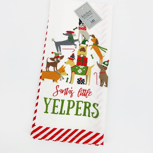 NWT Santa's Little Yelpers Dog Kitchen Christmas Holiday Dish Towel - Picture 2 of 7